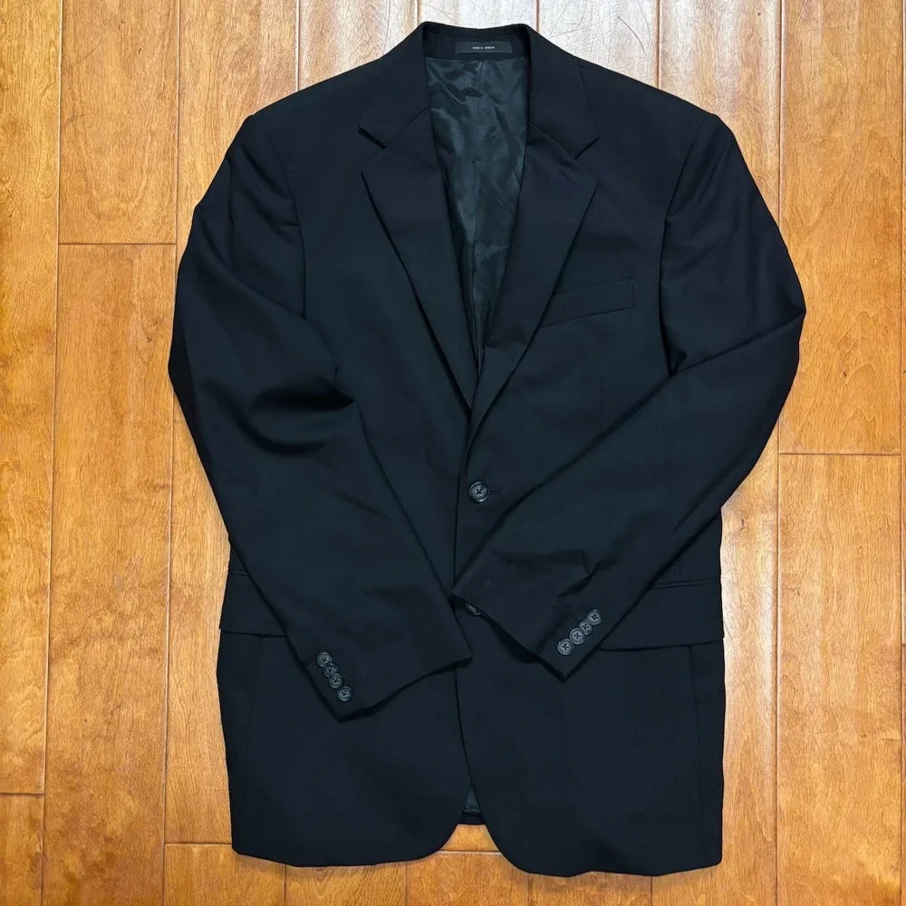 Express Mens Black Wool Blazer Size 38S Single Breasted Classic‎ Preppy